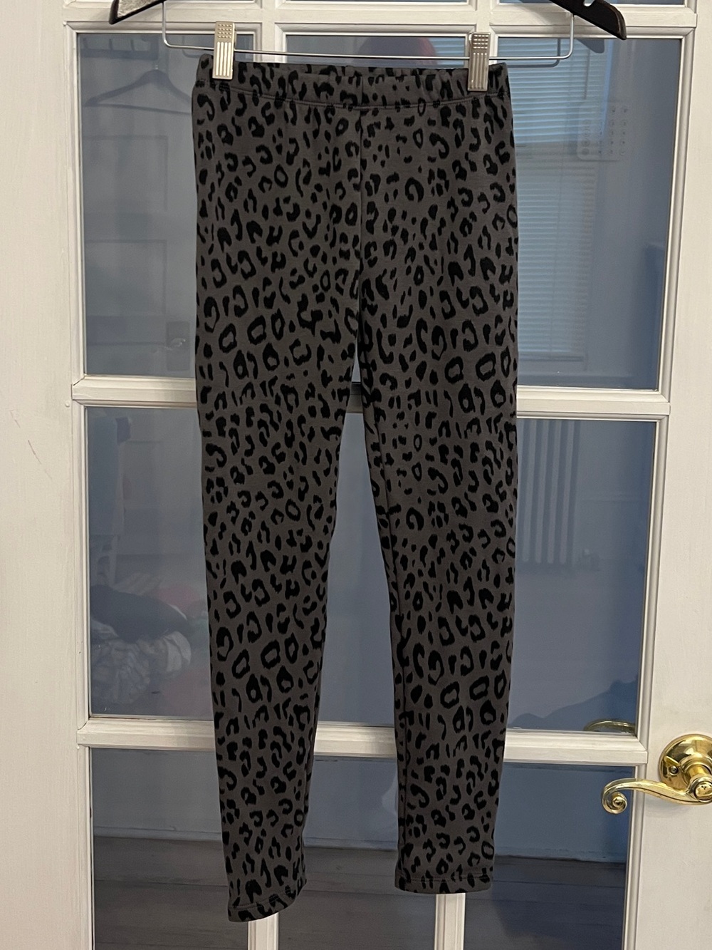 GAP KIDS Girls Leopard Print Leggings Gray Black Pull On Size L 10-11 NWT